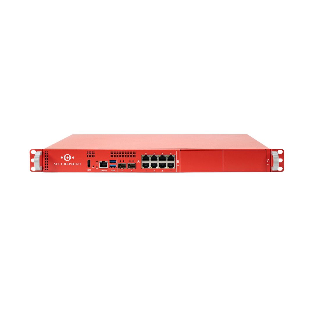 Securepoint RC400R G6 UTM-Firewall – Frontansicht, 19-Zoll Rackmount, 500 Benutzer