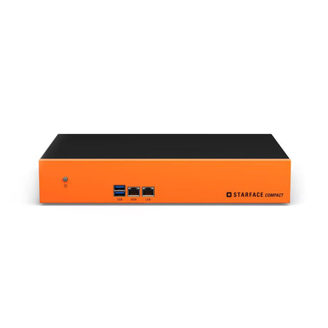 STARFACE COMPACT SIP-Telefonanlage – Frontansicht, kompaktes Desktop-Gehäuse, bis 20 Benutzer